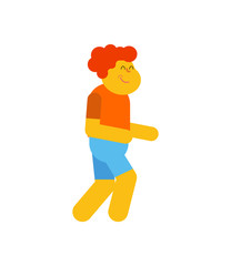 Redhead boy walking isolated. Baby vector illustration
