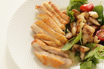 Chinese food, stir fried Lotus roots in dice size and chickne sauteed