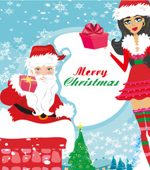 Santa Claus and beautiful woman