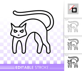 Black Cat halloween simple black line vector icon