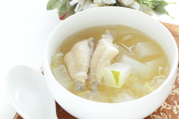 Chinese food, winter melon and chicken wing  soup
