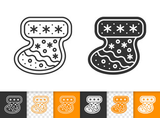 Gingerbread cookie xmas sock gift line vector icon