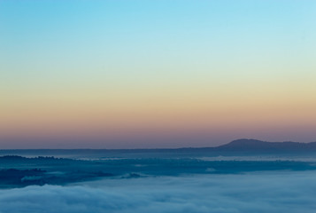 Fog and sun Morning after mountain at Khao Kho, Phetchabun in Thailand.