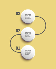 Startup infographic template with 3 steps. Business concept. Vector illustration for marketing, research, statistics and analytics.