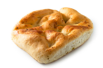Focaccia italiana isolata su fondo bianco