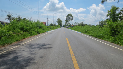 Fototapeta premium country concrete road at Phatthalung, Thailand