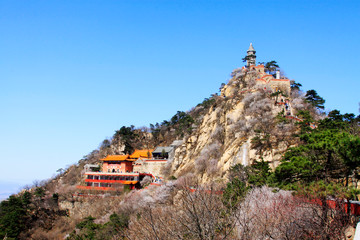 Fototapeta premium traditional Chinese style temple architecture landscape, Panshan Mountain scenic spot, china