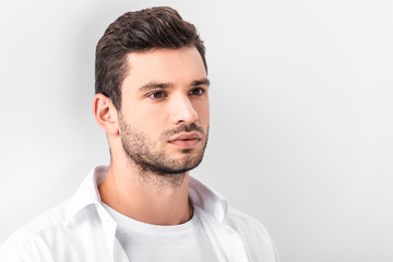 Obraz premium studio shot of adult handsome man isolated on white