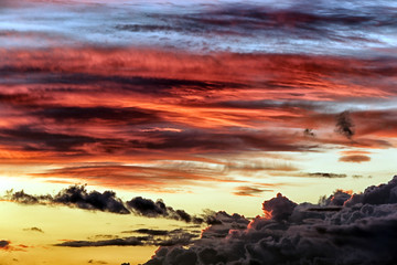 cirrus clouds at sunset