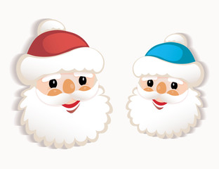 Christmas drawing with smiling, cute Santa Claus face, design element,