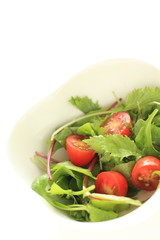 Homemade cherry tomato and baby leaves salad for healthy eating image
