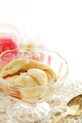 Homemade caramel sauce and pudding 