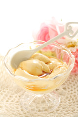 Homemade caramel sauce and pudding 