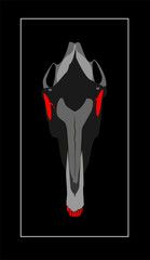 Horse skull head, abstract background illustration 