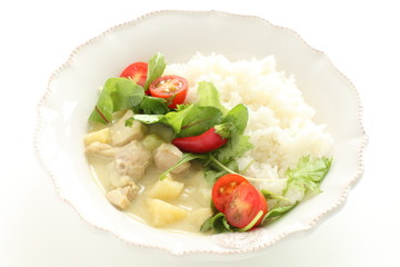 Homemade Thai cuisine, chicken green curry