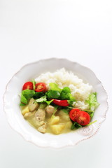 Homemade Thai cuisine, chicken green curry