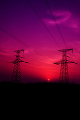 Fototapeta premium electric tower in the evening sky