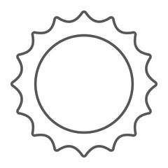 Sun thin line icon, cosmos and space, solar sign, vector graphics, a linear pattern on a white background.