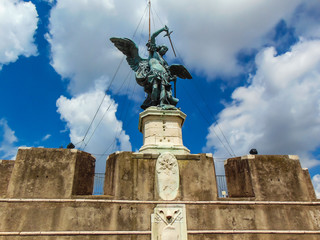 Fototapeta na wymiar Bronze statue of Michael the Archangel