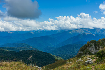 Mountains Plateau Lagonaki of Adygea. Russian Caucasus.