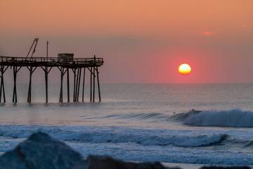 carolina beach fishing pier at sunrise