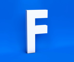 White symbol F on a blue background. 3D Render