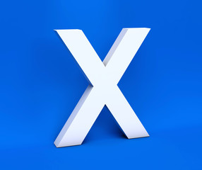 Obraz premium White symbol X on a blue background. 3D Render