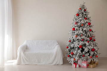 Christmas presents new year holidays Christmas tree red white