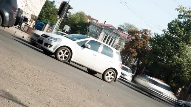 Hyperlapse on road among cars. The concept of Autonomous movement