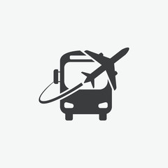 Airport Bus Shuttle Vector Icon