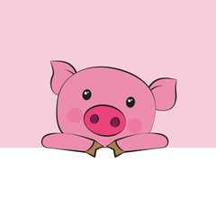 Pink pig. Vector