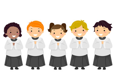 Stickman Kids Altar Server Illustration