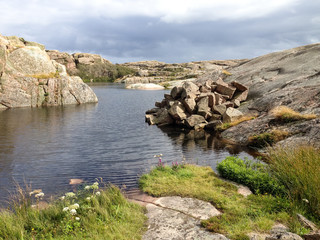 Fototapeta na wymiar Sweden Natural Ponds Landscape View Panorama in Smogen Sweden