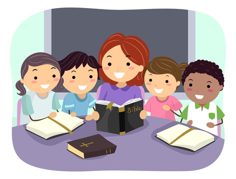Stickman Kids Bible Study Teacher Illustration