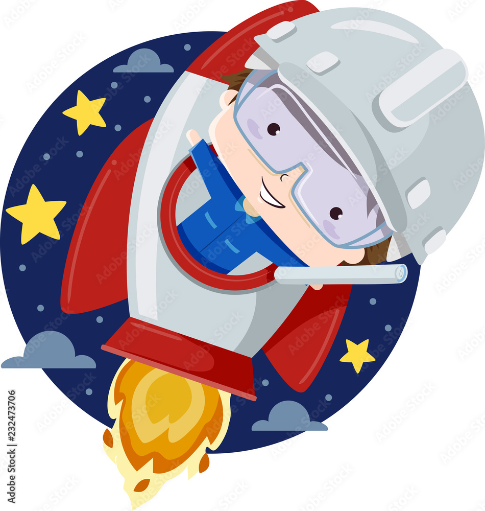 Sticker Kid Boy Aerospace Engineer Illustration