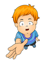 Kid Boy Blind Reach Touch Illustration