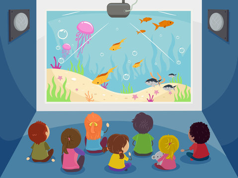 Stickman Kids Big Screen Underwater Illustration