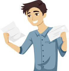 Teen Boy Intern Receive Letter Illustration
