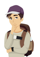 Teen Guy Gap Year Think Illustration