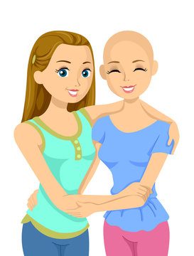 two women hugging, smiling, supportive clip art preview