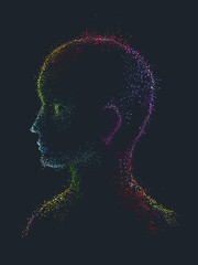 Pointillism Man Rainbow Side View Illustration