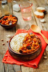 Eggplant and tomato chickpea curry with rice