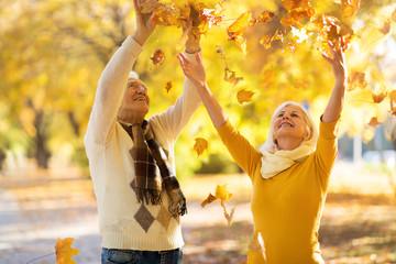 Senior couple in autumn park