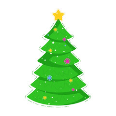 Christmas tree vector icon. Congratulatory decoration for new year and Xmas for holiday card, booklet, brochure and website. Flat cartoon illustration isolated on white background.