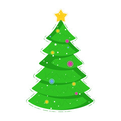 Christmas tree vector icon. Congratulatory decoration for new year and Xmas for holiday card, booklet, brochure and website. Flat cartoon illustration isolated on white background.