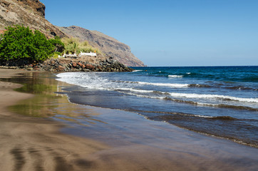 Beautiful black volcanic beach 