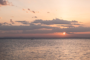 Fototapeta na wymiar Sunset over Nicaragua lake 