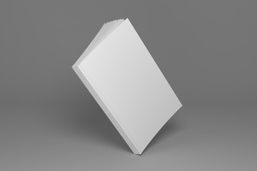 Blank 3D rendering flying soft cover book mock up.