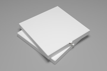 Two blank 3D rendering pizza boxes mockup template.