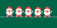 5 Santas Dark Green Banner